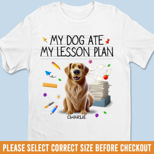 T-shirt unisexe personnalisé, t-shirt premium, sweat à capuche – Cadeaux de rentrée personnalisés pour enseignants et amoureux des chiens – Mes chiens ont mangé mon plan de cours