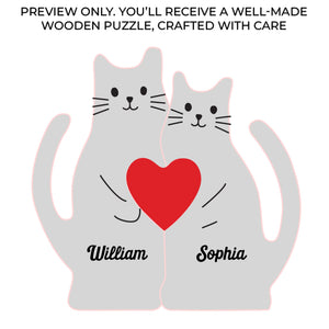Puzzle en bois personnalisé en forme de chat - Cadeaux d'anniversaire de mariage personnalisés pour mari et femme, lui et elle - Tu es le ronronnement de mon miaou
