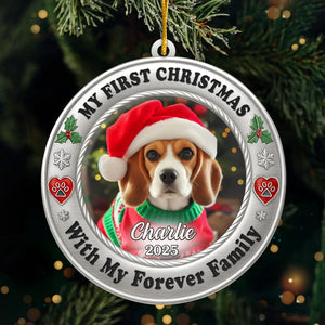 Custom Photo Metal Ornament - Personalized Christmas Birthday Gifts For Dog Cat Lovers, Dog Dad And Mom, Cat Owners - Furever Family