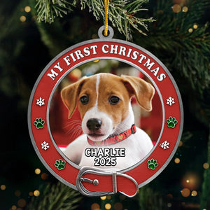 Custom Photo Metal Ornament - Personalized Christmas Birthday Gifts For Dog Cat Lovers, Dog Dad And Mom, Cat Owners - New Paws, New Joy