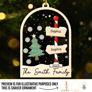 Custom 3 Layers Shaker Ornament - Personalized Christmas Birthday Gifts For Mom, Dad, Kids - Our Family Tree Shines Bright
