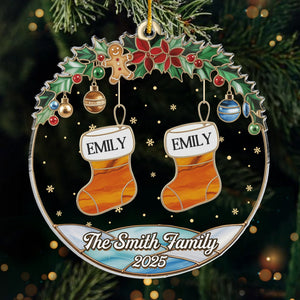 Custom Acrylic Ornament - Personalized Christmas Birthday Gifts For Mom, Dad, Kids - Socks Full Of Memories