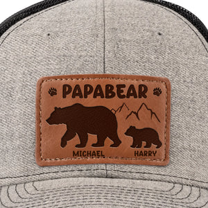 Papa Ours et son Ourson - Chapeau personnalisé en cuir avec patch - Fête des Pères, cadeau pour papa, grand-père