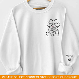 Custom Unisex Sweatshirt, Hoodie With Design On Sleeve - Personalized Christmas Birthday Gifts For Dog Cat Lovers, Dog Dad And Mom, Cat Owners - Loved By My Fur Crew