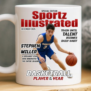 Custom Photo Magazine Mug - Personalized Birthday Gifts For Football, Basketball, Soccer, Baseball, Golf, Ice Hockey Lovers, Sports Fans, Sports Lovers - I’m Here For The Game
