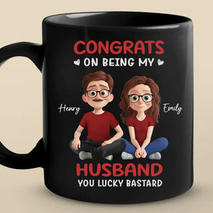 Custom Black Mug - Personalized Anniversary Wedding Gifts For Husband And Wife, Him And Her - Two Hearts Moving Forward