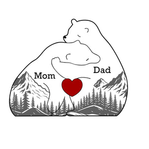 Our Love Is Bear Strong - Family Personalized Custom Bear Shaped Wooden Art Puzzle - Wooden Pet Carvings, Wood Sculpture Table Ornaments, Carved Wood Decor - Gift For Family Members