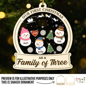 Custom First Christmas 3 Layers Shaker Ornament - Personalized Christmas Birthday Gifts For Mom, Dad, Brother, Sister, Kids - Shaking Into Christmas Joy