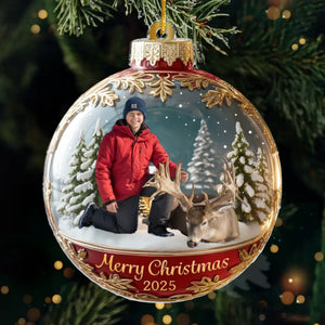 Custom Photo Acrylic Ornament - Personalized Christmas Birthday Hunting Gifts For Hunters - Hunt Hard, Hang Proud