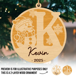 Custom Snowman Double Layer Wooden Ornament - Personalized Christmas Birthday Gifts For Mom, Dad, Brother, Sister, Kids - Family Moments Warm The Heart