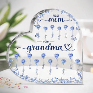 Custom Heart Shaped Acrylic Plaque - Personalized Mother's Day Gifts For Mom, Grandma -Two Generations One Love