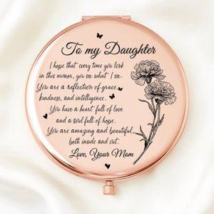Custom Compact Mirror - Personalized Birthday Gifts For Daughter, Granddaughter - Beautiful Inside Out
