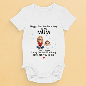 Custom First Mother's Day Baby Onesie - Personalized Baby Shower, Gender Reveal Gifts For New Moms, New Dads, New Parents - Loved From Day One