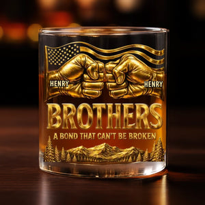 Custom Whiskey Glass - Personalized Birthday Gifts For Brother - Brothers Make Life Stronger