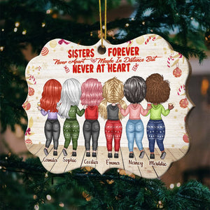 Sisters Forever, Never Apart - Maybe In Distance But Never At Heart - Personalized Shaped Ornament.