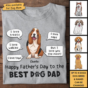 Je t'aime le plus, meilleur chien maman chien papa - Cadeau pour la fête des mères et la fête des pères, t-shirt unisexe personnalisé, sweat à capuche
