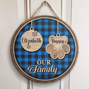 Happy Christmas With Our Family - Personalized Door Sign.