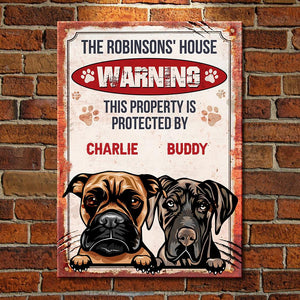 This Property Is Protected By - Funny Personalized Dog Metal Sign.