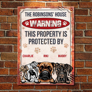 This Property Is Protected By - Funny Personalized Dog Metal Sign.