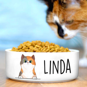 Solid Color, Gift For Cat Lovers - Personalized Custom Cat Bowls.