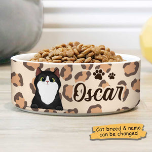 Cheetah Skin, Gift For Cat Lovers - Personalized Custom Cat Bowls.