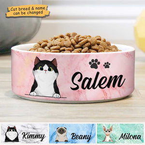 Pink White Green Blue, Gift For Cat Lovers - Personalized Custom Cat Bowls.
