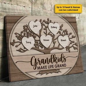 Les petits-enfants rendent la vie magnifique - Toile horizontale personnalisée - Cadeau pour les grands-parents