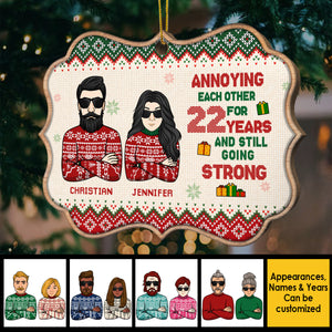I Survived Many Years With Him And Nothing Can Scare Me - Gift For Couples, Husband Wife, Personalized Shaped Ornament.