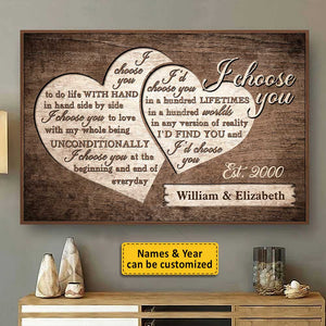 Je t'aime inconditionnellement - Affiche horizontale personnalisée - Cadeau pour couple, mari et femme