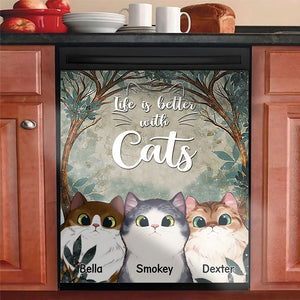 Life Is Better With Cats - Personalized Dishwasher Cover.