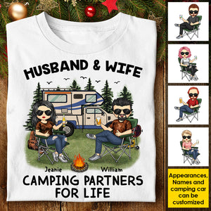 Camping Partners For Life - Gift For Camping Couples, Husband Wife, Personalized Unisex T-shirt, Hoodie, Sweatshirt.