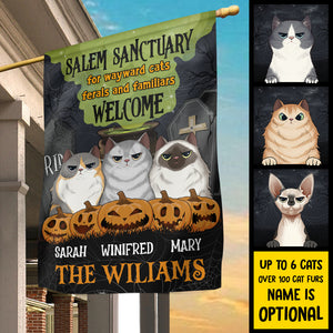 Salem Sanctuary For Wayward Cats - Personalized Funny Cat Flag.