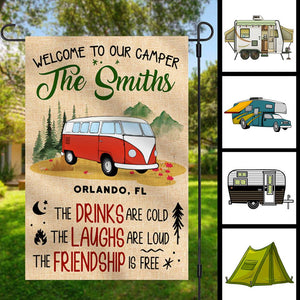 Welcome To Our Camper - Personalized Flag.