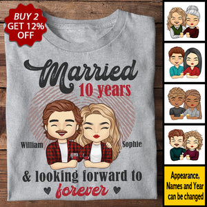 Marié et heureux de vivre ensemble - T-shirt unisexe personnalisé - Cadeau pour couple, mari et femme