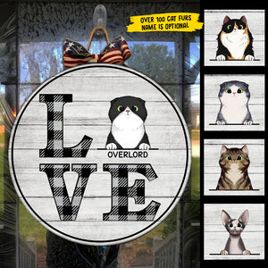 Love Cat - Funny Personalized Cat Door Sign.