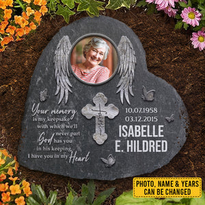 Your Memory Is My Keepsake With Which We'll Never Part - Personalized Memorial Stone, Human Grave Marker - Upload Image, Memorial Gift, Sympathy Gift