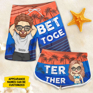 Better Together - Personalized Couple Beach Shorts - Gift For Couples, Husband Wife
