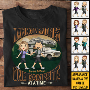 Making Memories One Campsite At A Time - Personalized Unisex T-Shirt, Hoodie, Sweatshirt - Gift For Couple, Husband Wife, Anniversary, Engagement, Wedding, Marriage, Camping Gift