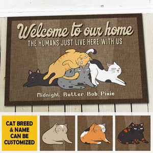 Bienvenue chez Funny Cats Home - Tapis décoratif personnalisé - Cadeau pour les amoureux des animaux