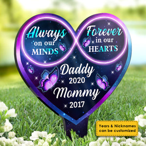 Always On Our Minds - Personalized Custom Acrylic Garden Stake.