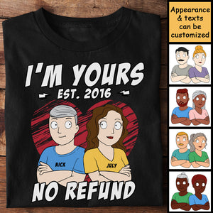 Je suis à toi, pas de remboursement, couple bras croisés - T-shirt personnalisé - Cadeau pour couple, mari et femme