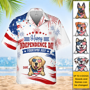 Joyeux 4 juillet ! T-shirt hawaïen personnalisé ! Cadeau pour papa, cadeau pour amoureux des animaux