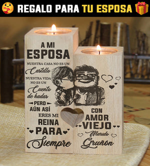 A Mi Esposa Nuestra Casa No Es Un Castillo - Gift For Couples, Candle Holder.