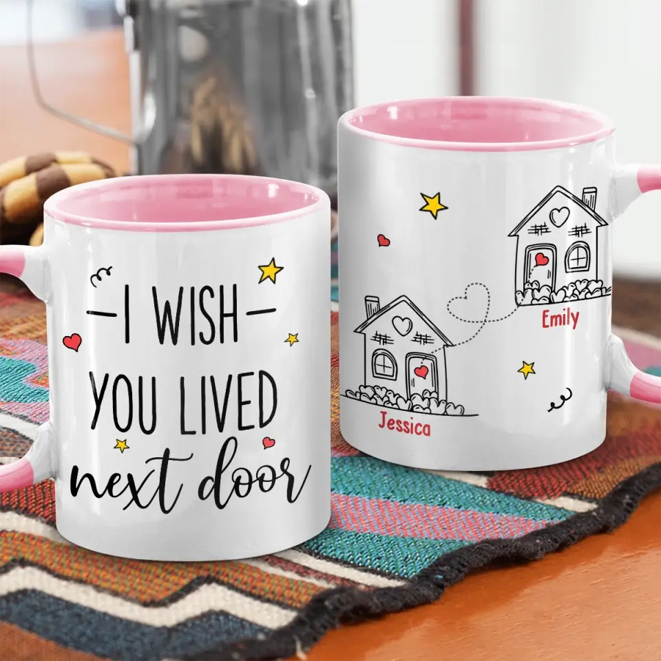 J'aimerais que nous vivions plus près - Tasse personnalisée avec accents personnalisés - Cadeau pour meilleures amies, meilleures amies, sœurs