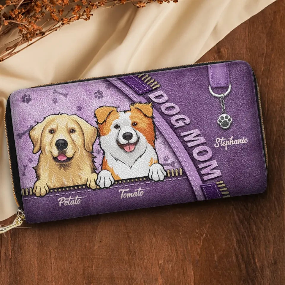 Les chiens ont juste besoin de vous et d'amour - Portefeuille long en cuir personnalisé pour chien et chat - Cadeau pour propriétaires et amoureux des animaux