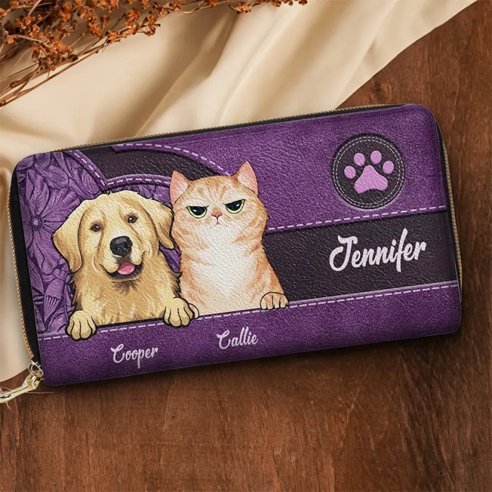 Les animaux de compagnie sont humanisants - Portefeuille long en cuir personnalisé pour chien et chat - Cadeau pour propriétaires et amoureux des animaux