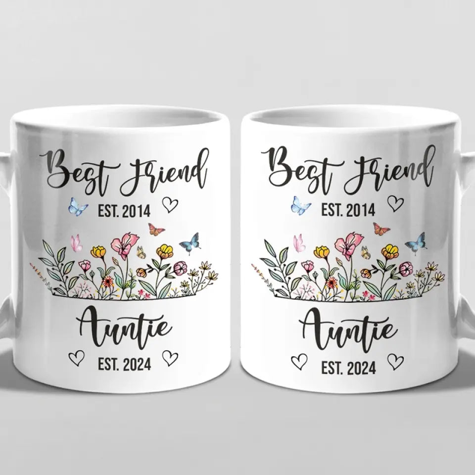 De meilleure amie à tante - Mug personnalisé pour meilleure amie - Cadeau pour meilleures amies, meilleures amies, sœurs