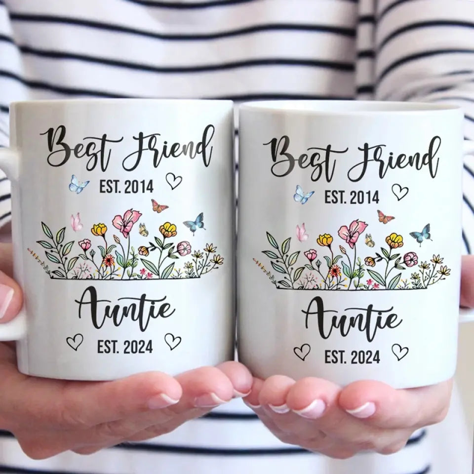 De meilleure amie à tante - Mug personnalisé pour meilleure amie - Cadeau pour meilleures amies, meilleures amies, sœurs