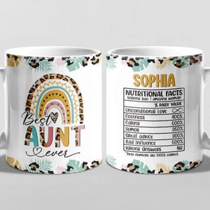 Valeurs nutritionnelles de la meilleure tante - Mug personnalisé pour la famille - Cadeau pour les membres de la famille