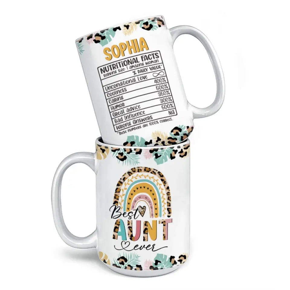 Valeurs nutritionnelles de la meilleure tante - Mug personnalisé pour la famille - Cadeau pour les membres de la famille